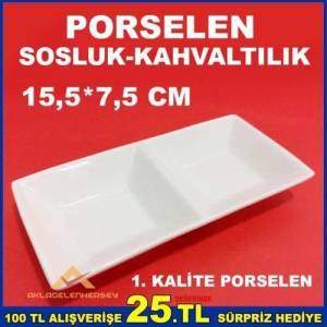 2 Gözlü Mini Porselen Sosluk Kahvaltılık