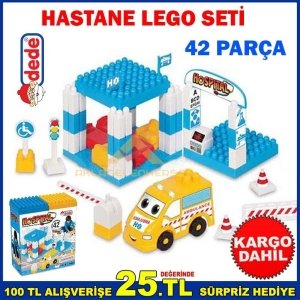 Kargo Dahil DEDE EĞİTİCİ OYUNCAK HASTANE 42 PARÇA LEGO SETİ