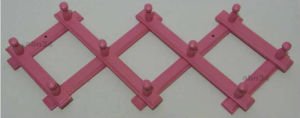 PEMBE RENK KATLANABİLİR RETRO 10 KANCA AHŞAP AKORDEON ASKI,SAĞLAM KANCALI NOSTALJİK DUVAR KAPI ASKI