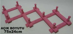 PEMBE RENK KATLANABİLİR RETRO 10 KANCA AHŞAP AKORDEON ASKI,SAĞLAM KANCALI NOSTALJİK DUVAR KAPI ASKI