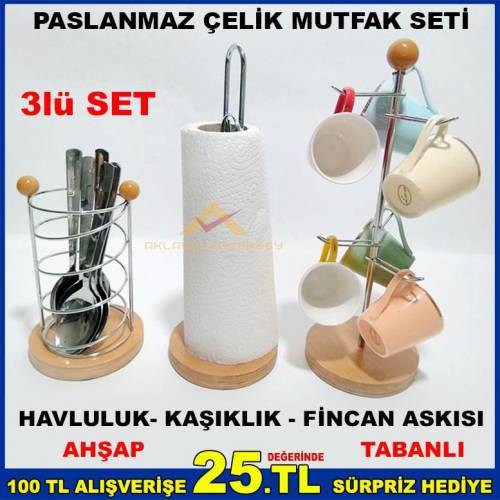 3lüset Paslanmaz Çelik Havluluk-Kaşıklık-Askılık