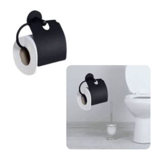 Siyah Mat Kapaklı Banyo Tuvalet Kağıtlığı Paslanmaz Kapaklı Wc Kağıtlık
