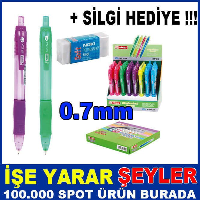 0.7mm MİKRO VERSATİL UÇLU KALEM  +SİLGİ HEDİYE
