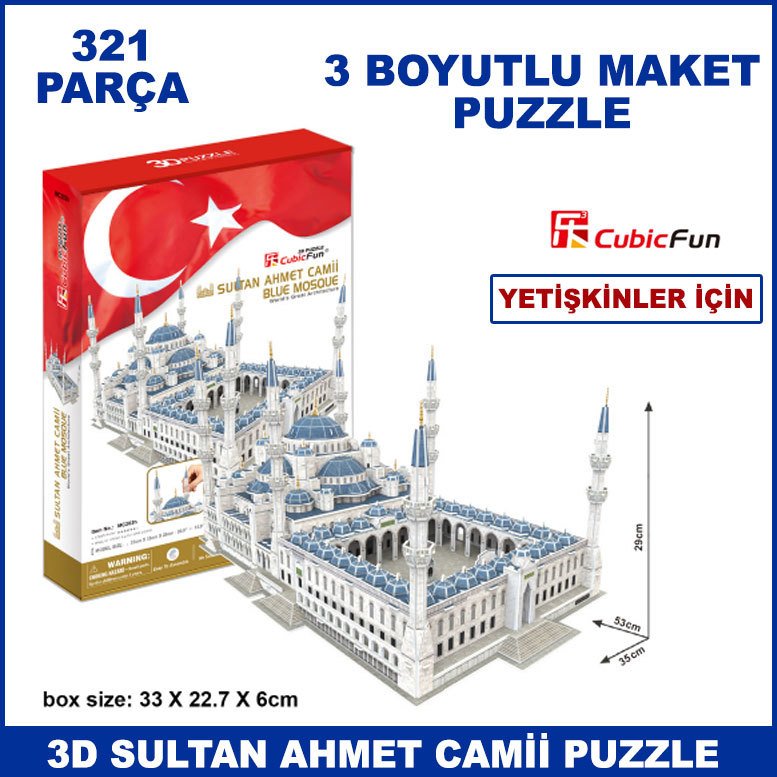 321 Parça 3D Puzzle Sultan Ahmet Camii Maket Puzzle 3 Boyutlu Pazıl - Yetişkin Puzzle