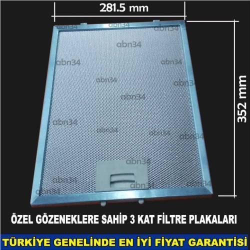 Alüminyum Davlumbaz Filtresi 281,5x352 Mm Ankastre Filtresi 28,2x35cm Alüminyum Kartuş Filtre