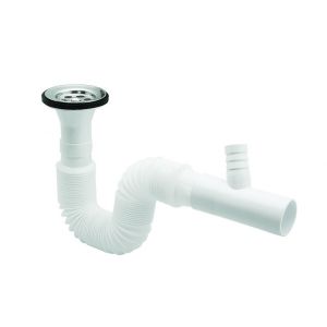 Çamaşır Makina Çıkışlı Körüklü Lavabo Sifonu Paslanmaz Çelik Süzgeçli