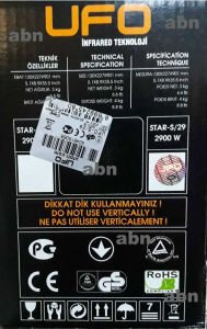 3 yıl garantili UFO star 2900 Watt infrared elektrikli ısıtıcı,otomatik termostatlı ufo soba