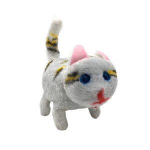 Pille Çalışan Miyavlayan Sesli Işıklı Yürüyen Oyuncak Peluş Kedi