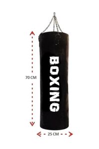 Zincirli Suni Deri 70 Cm x 25 Cm Hazır Dolu Boks Kum Torbası