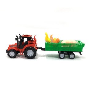 Çiftlik Hayvanları Taşıyan Römorklu Plastik Oyuncak Traktör 33cm