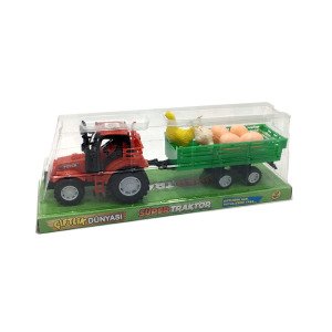Çiftlik Hayvanları Taşıyan Römorklu Plastik Oyuncak Traktör 33cm