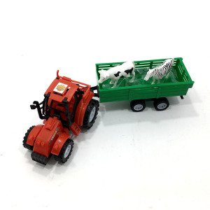 Büyük Baş Hayvan Taşıyan Römorklu Plastik Oyuncak Traktör 33cm