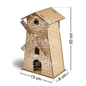 Eğitici ve Öğretici Sökülüp Takılabilen Ahşap Değirmen Maketi