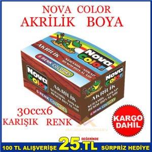 NOVACOLOR 6RENK AKRİLİK SERAMİK AHŞAP CAM BOYASI-3