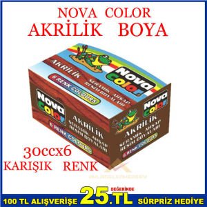 NOVACOLOR 6RENK AKRİLİK SERAMİK AHŞAP CAM BOYASI-3