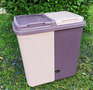 Violet 45+45=90 Lt. Çift Gözlü Kirli Çamaşır Sepeti Pratik Kapaklı Renkli ve Beyazlar İçin Gözler