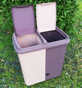 Violet 45+45=90 Lt. Çift Gözlü Kirli Çamaşır Sepeti Pratik Kapaklı Renkli ve Beyazlar İçin Gözler