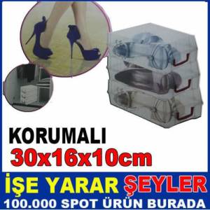 30x16cm Bayan Ayakkabı Şeffaf Koruma Kutusu