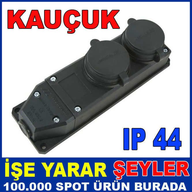 ÇİFT GİRİŞLİ IP44 MONOFAZE KAUÇUK TOPRAKLI PRİZ