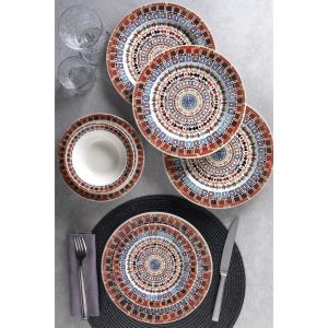 DEKORATİF ŞIK 24 PARÇA PORSELEN YEMEK TAKIMI ( KASE, PASTA TABAĞI, ÇUKUR TABAK,