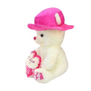 Seni Seviyorum Kalpli Şapkalı Ayı Peluş Oyuncak 55 cm