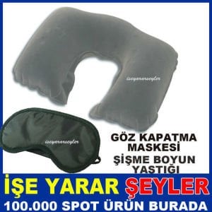 GÖZ KAPATMA MASKESİ İLE ŞİŞME BOYUN YASTIĞI SETİ