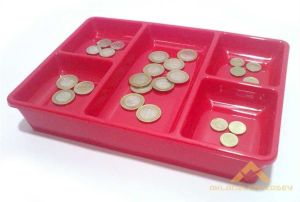 Kasa İçi Kullanışlı Para Kutusu 20x27cm Çift Üniteli 5 Bölme Çekmece İçi Bozuk Ve Kağıt Para Kutusu