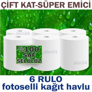 Saf selüloz 6 rulo fotoselli kağıt havlu eni 21cm haraketli havlu