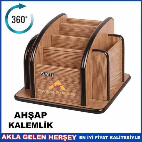 Masa üstü ahşap kalemlik 6 bölmeli 360 DERECE dönebilen AHŞAP KALEMLİK NOTLUK,masaüstü organizer