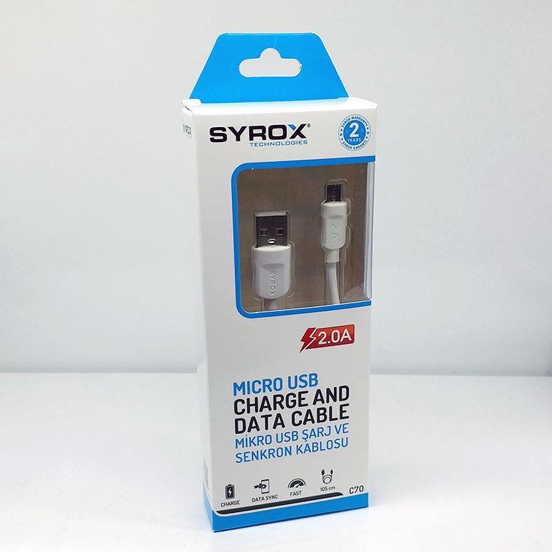 Syrox 2 Amper  Micro Usb Hızlı Şarj Cihaz Kablosu Data Kablo c70