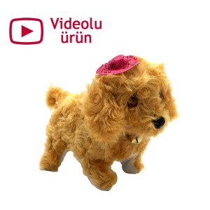 Pille Çalışan Hareketli Sesli Havlayan Peluş Oyuncak Köpek 17cm