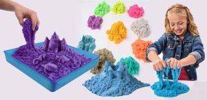 Renkli Kinetik Kum 500gr Uzay Kumu,Kinetic Sand,Sihirli Akıllı Kum,Premium Oyun Kumu Kurumayan Kum