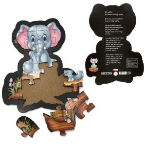 15 Parça Sevimli Fil Desenli ve Hikayeli Ahşap Çocuk Puzzle