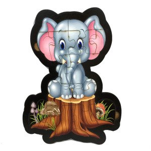 15 Parça Sevimli Fil Desenli ve Hikayeli Ahşap Çocuk Puzzle