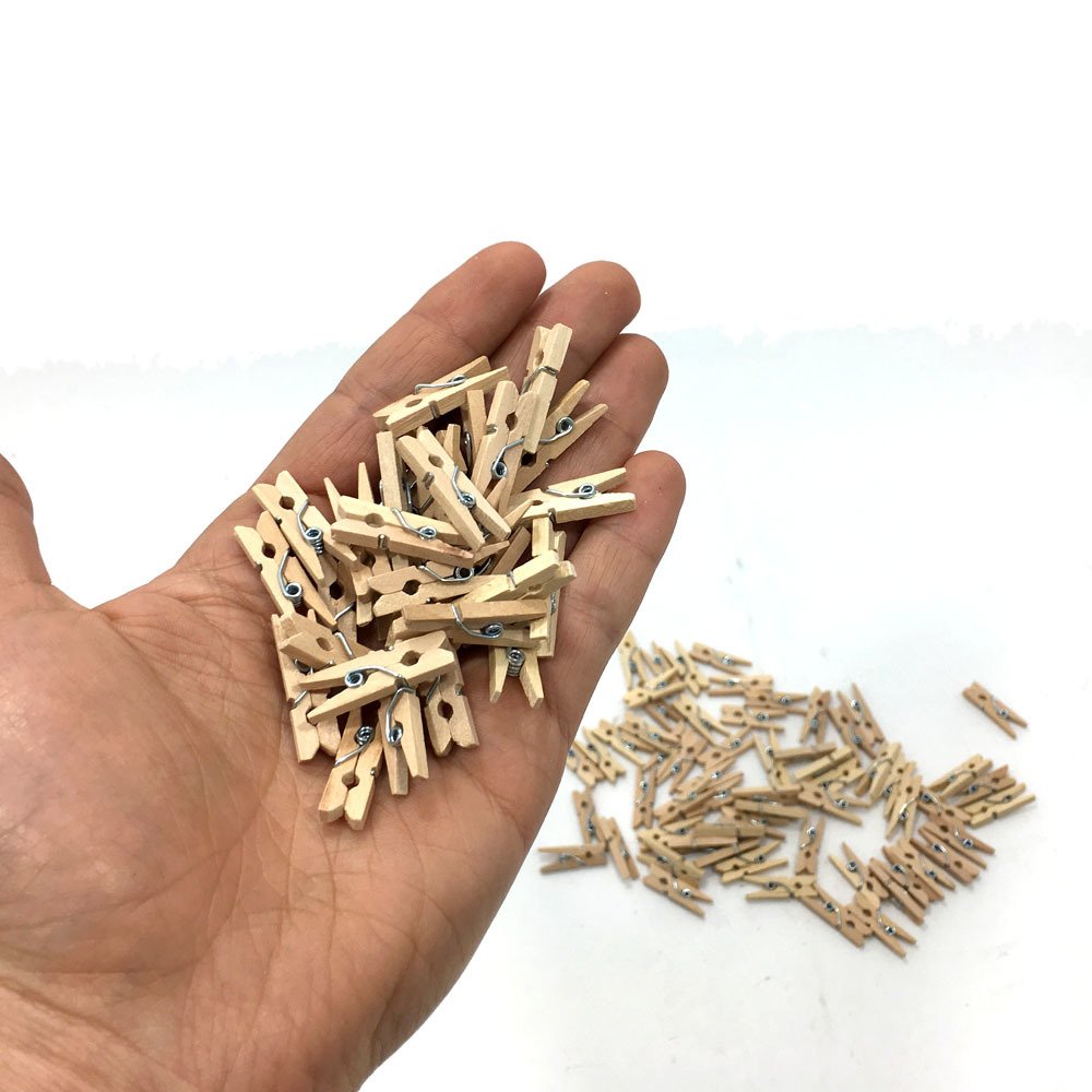 Natural Ahşap Dekoratif Mikro Mandal 100 Adet 25mm Mini Mandal Tahta Mini Süsleme Mandalı Minik