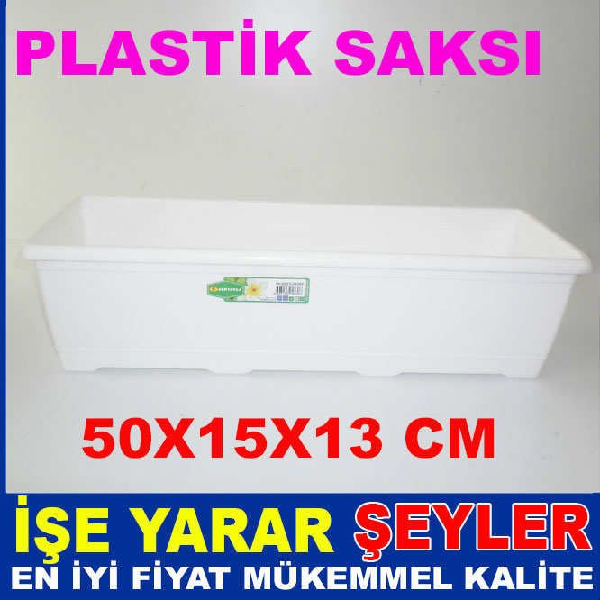 50 CM BEYAZ DİKDÖRTGEN PLASTİK BALKON SAKSI