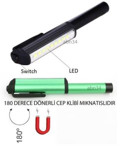 Kalem Tipi 9 Led Mıknatıslı Çalışma Feneri,Mor Işıklı Para Kontrol Feneri ile 9 SMD Led Tamir Feneri