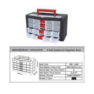 4 Kat Çekmeceli Organizer Prof Çanta 39x19x22cm