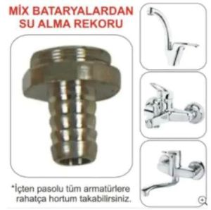 Aç Kapa Bataryaya Hortum Bağlama Aparatı Vidalı Mix Rekoru Paslanmaz Sarı Malzeme Üzeri Kromaj Kaplı