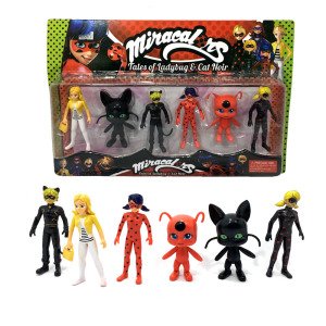 6 Parça Miraculous Karakter Oyuncakları Mucize Uğur Böceği ve Karakedi Oyuncak