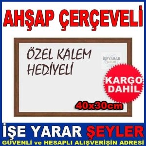 HEDİYELİ AHŞAP ÇERÇEVELİ BEYAZ YAZI TAHTASI KDH-3