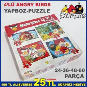 4'lü Angry Bırds Eğitici Eğlendirici Puzzle Seti