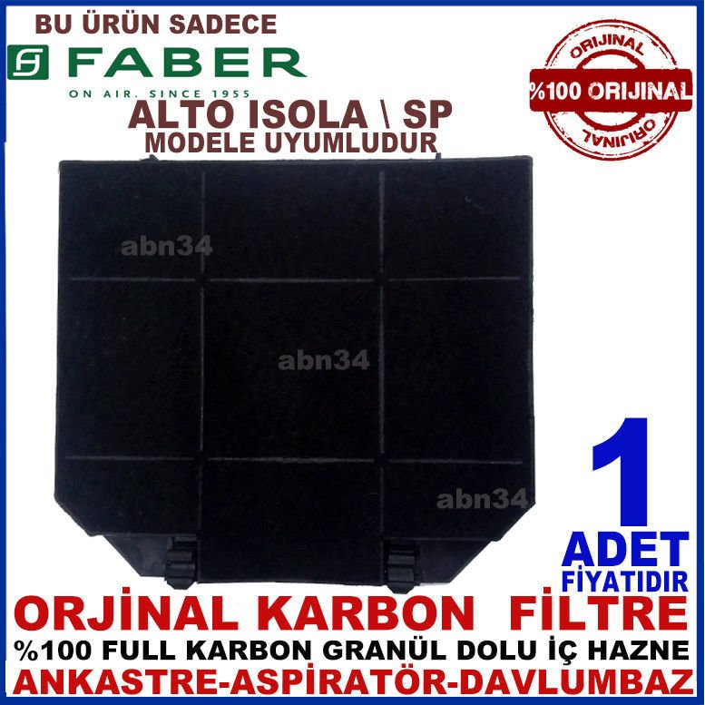 FABER ALTO ISOLA \ SP ANKASTRE DAVLUMBAZ ASPİRATÖR KARBON FİLTRESİ-1013