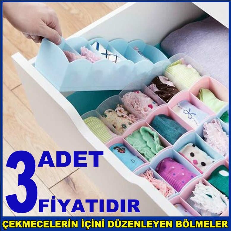 3 adet çekmece organizatörü,5 göz çekmece içi çorap,iç giyim,masaüstü takı,kozmetik saklama kutusu