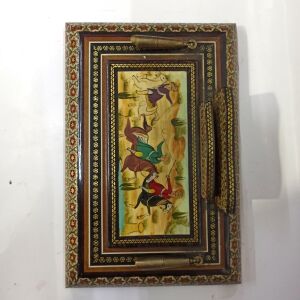 Ahşap Altın Varaklı Kakma Sedef İşlemeli İnce El İşçilikli 24x16 cm Kalemlik