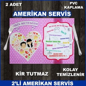 2 Adet PVC Kaplama Kir Tutmaz Kolay Temizlenir Amerikan Servisi - Şirin Mutfağım Pembe