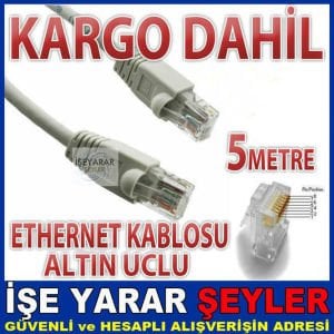 ALTIN UCLU ETHERNET KABLOSU İKİ UCLU 5 METRE KD