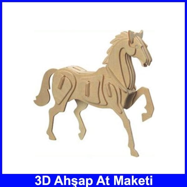 3D Ahşap At Maketi Sağlıklı, Zeka Geliştirici Ve Eğitici Oyuncak