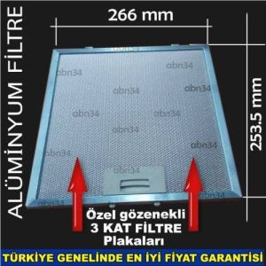 Alüminyum Davlumbaz Filtre 266x253.5mm Ankastre Filtre 26x25cm