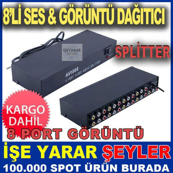 8 PORT VİDEO AUDİO SPLİTTER GÖRÜNTÜ DAĞITICI KD